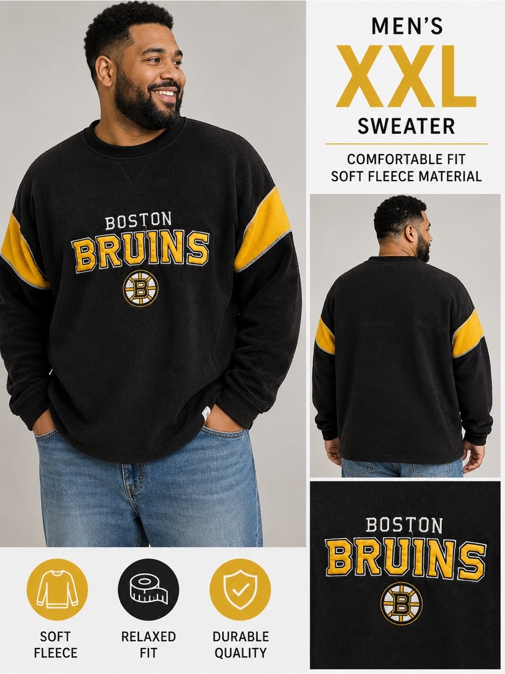 Boston Bruins Black & Gold Crewneck Sweater XXL
NHL Reebok
Pit 25”
Length 33”